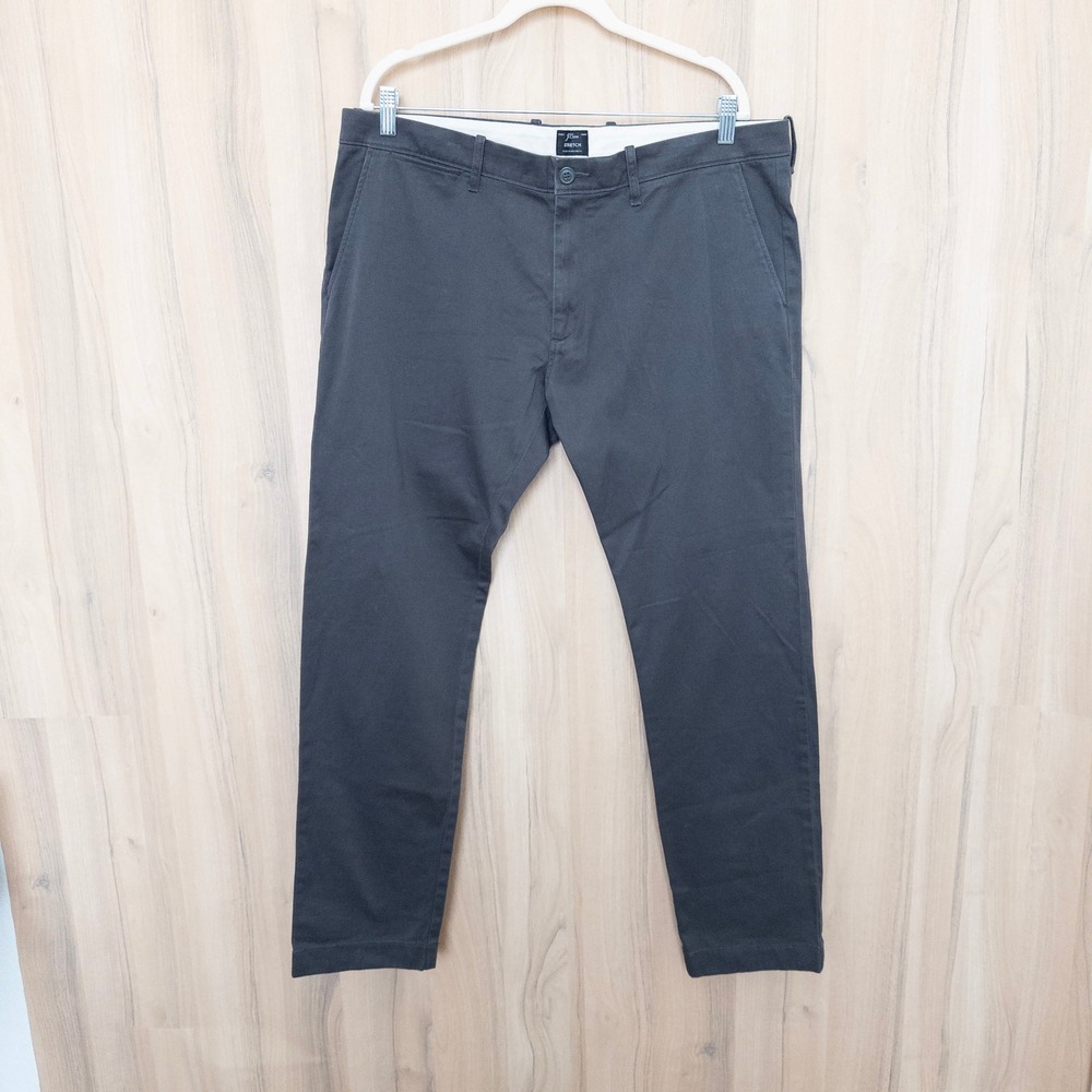 J.Crew Mens Chino Pants 36x32 Gray Stretch Cotton Casual Trousers Preppy Office‎